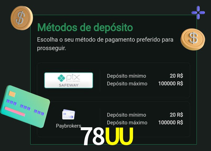 O cassino 78UU oferece uma grande variedade de métodos de pagamento